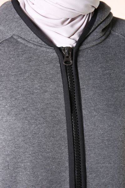 Pocket Zippered Hooded Cardigan