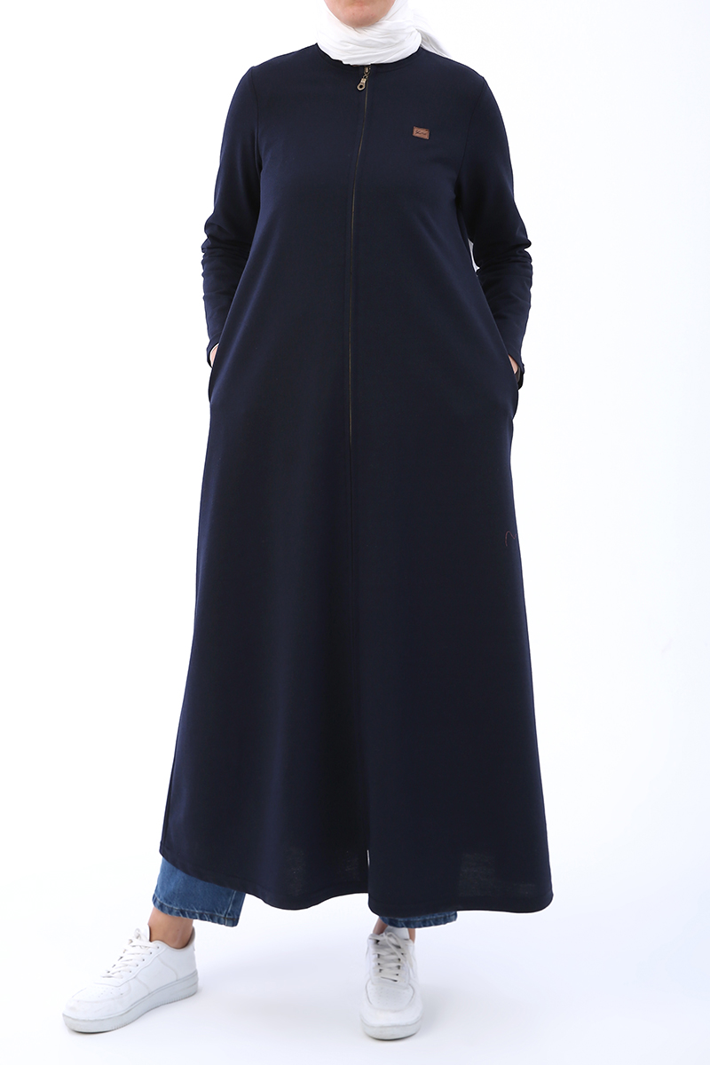 Zippered Emblem Detailed Abaya