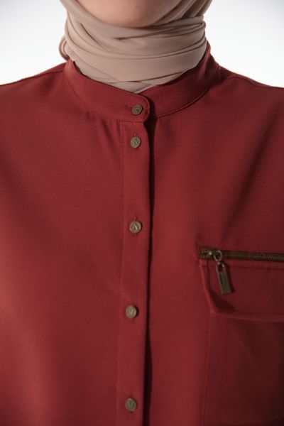 Zippered Detailed Shirt Tunic