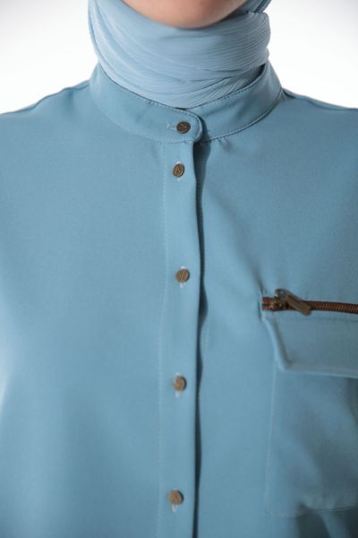 Fermuar Detaylı Gömlek Tunik