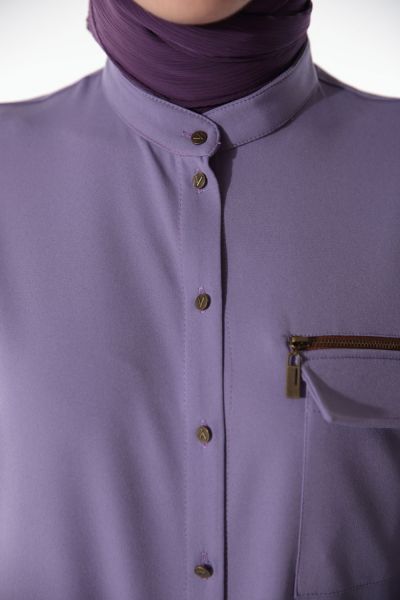Zippered Detailed Shirt Tunic