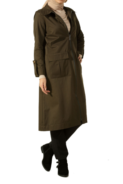 ZIPPER TRENCH COAT WITH POCKET