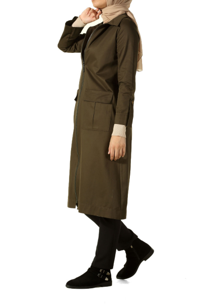 ZIPPER TRENCH COAT WITH POCKET