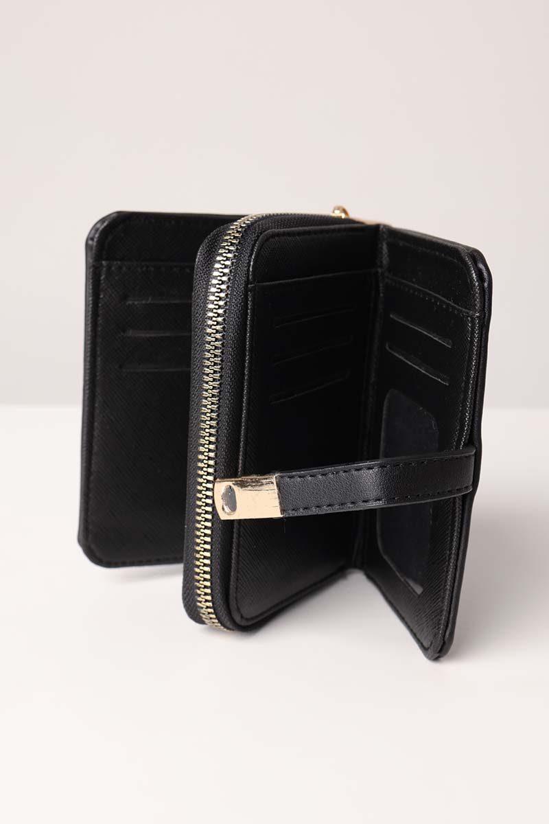 Faux Leather Wallet with Zipper