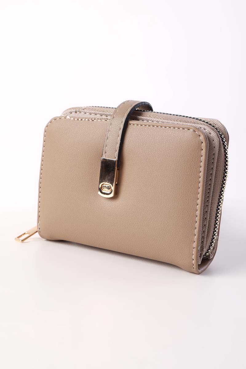 Faux Leather Wallet with Zipper
