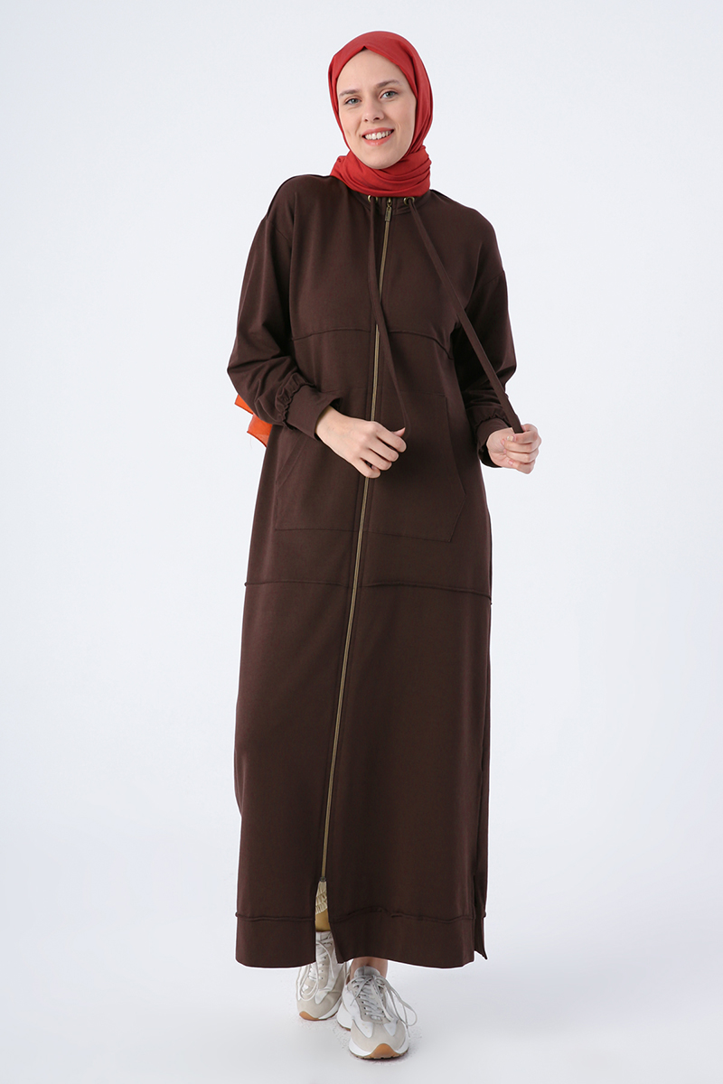 Zippered Stand Collar Comfortable Fit Abaya