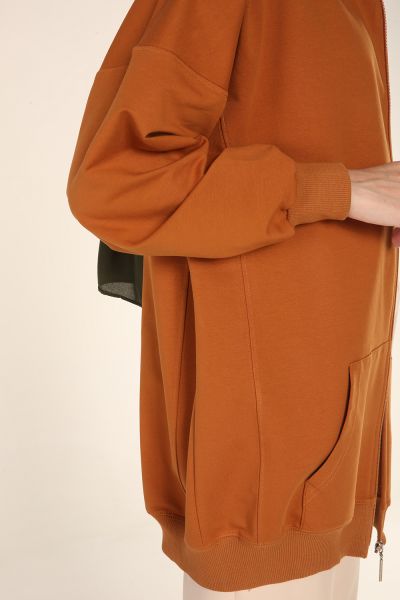 Zippered Pocket Hooded Cardigan