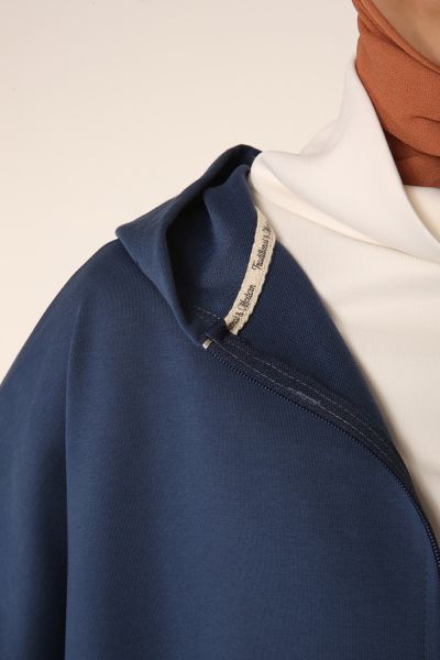 Zippered Pocket Hooded Cardigan