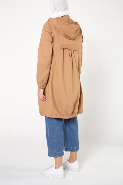 ZIPPERED HOODED TRENCH COAT