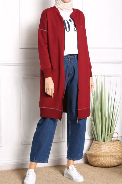 ZIPPERED COMBED COTTON CARDIGAN