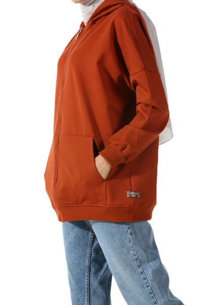 Zippered Sweatshirt Cardigan