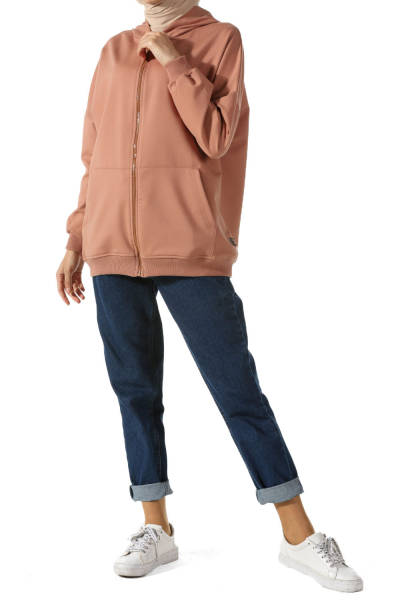 Zippered Sweatshirt Cardigan