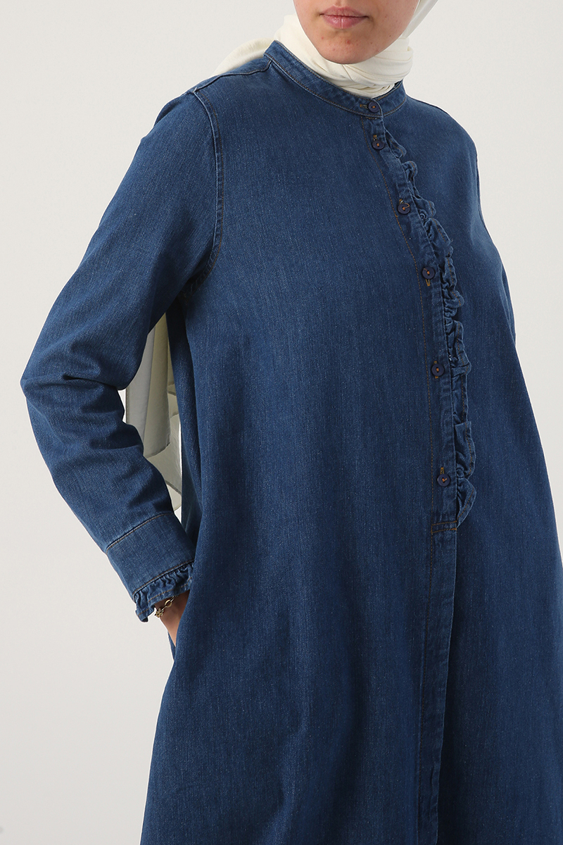 Ruffle Detail Denim Abaya
