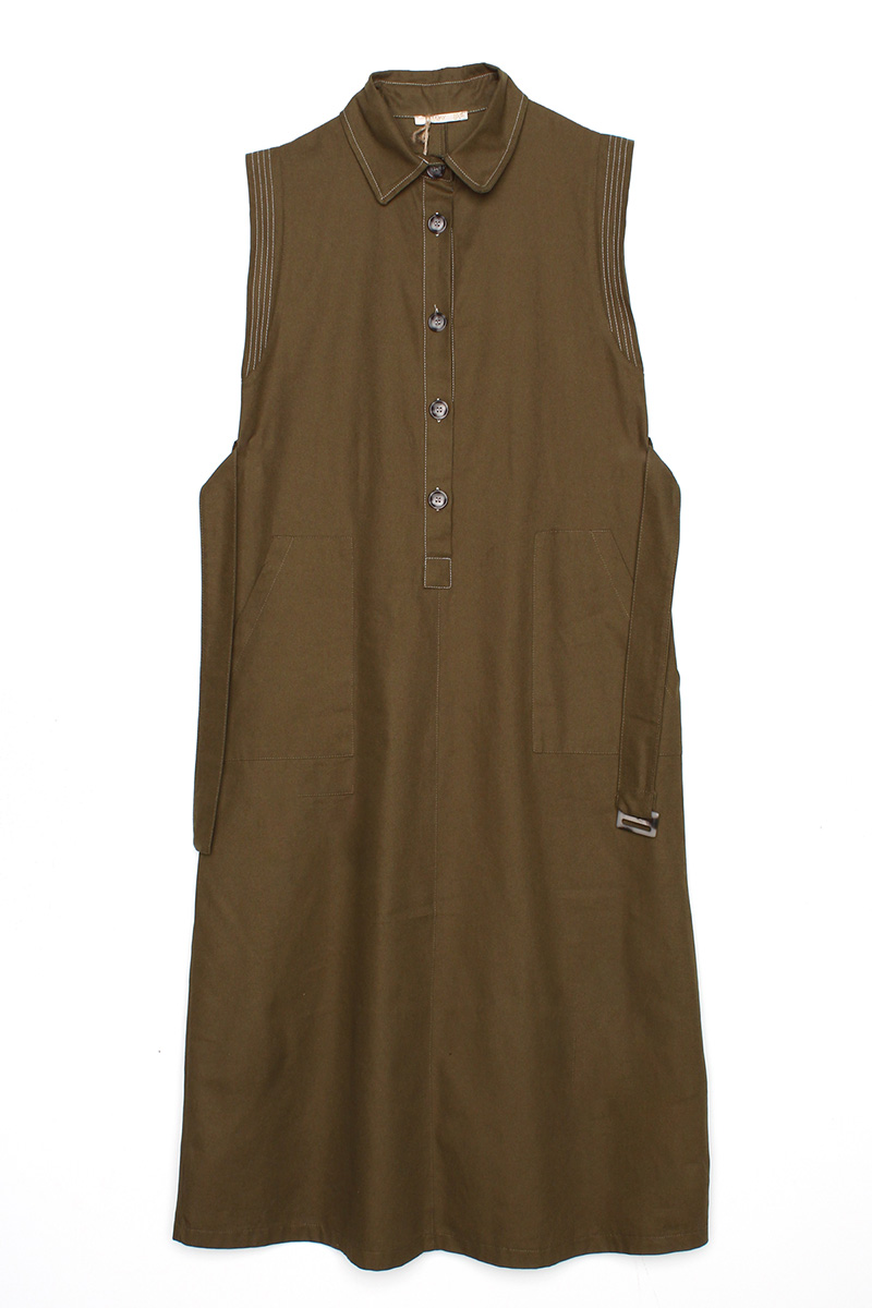 Self Belted Cotton Pinafore Dress