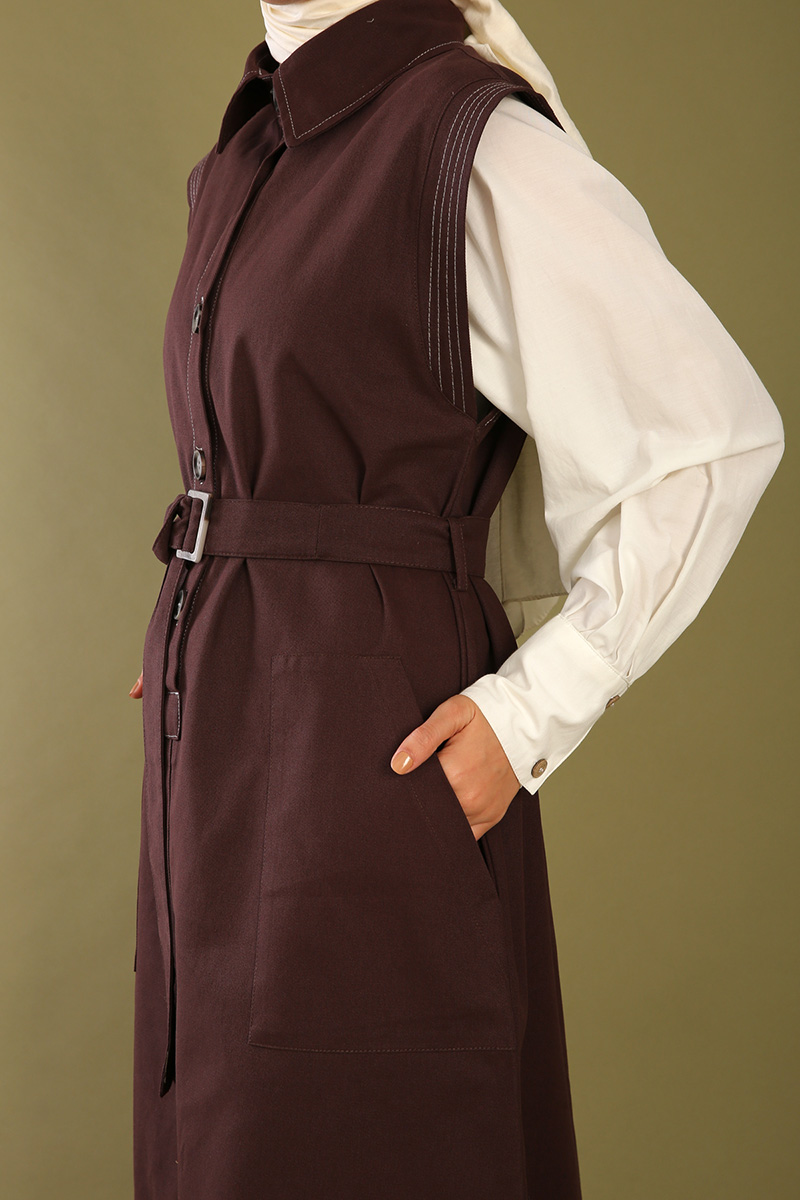 Self Belted Cotton Pinafore Dress