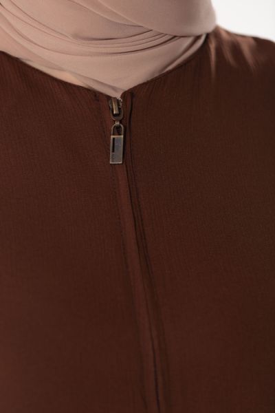 Zipper Front Color Block Hem Abaya