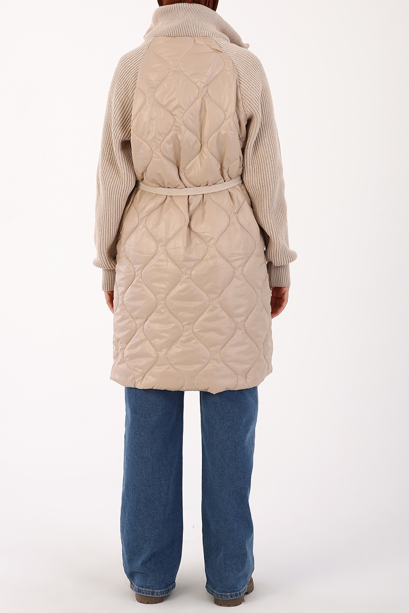 Quilted Zipper Front Down Coat
