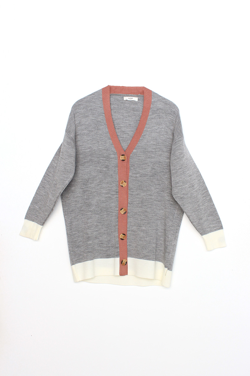 Color Block Button Front Knitwear Cardigan