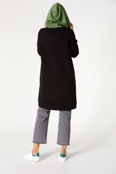 Hooded Comfy Pockets Detailed Long Sweatshirt Tunic