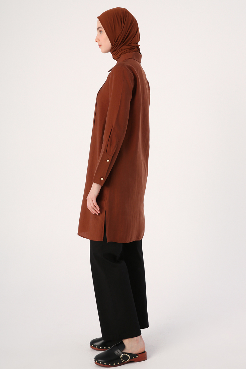 Wide Cuff Concealed Pop Shirt Tunic