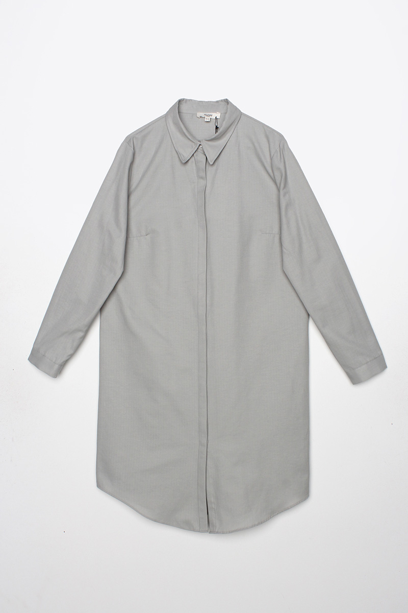 Hidden Button Basic Long Shirt Tunic