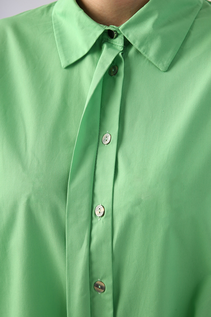 100% Cotton Hidden Button Oversize Shirt Tunic
