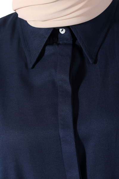 Gizli Düğmeli Uzun Gömlek Tunik