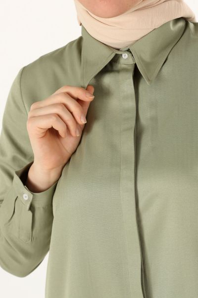 Hidden Button Shirt Tunic