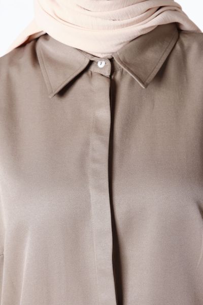 Hidden Buttoned Shirt Tunic