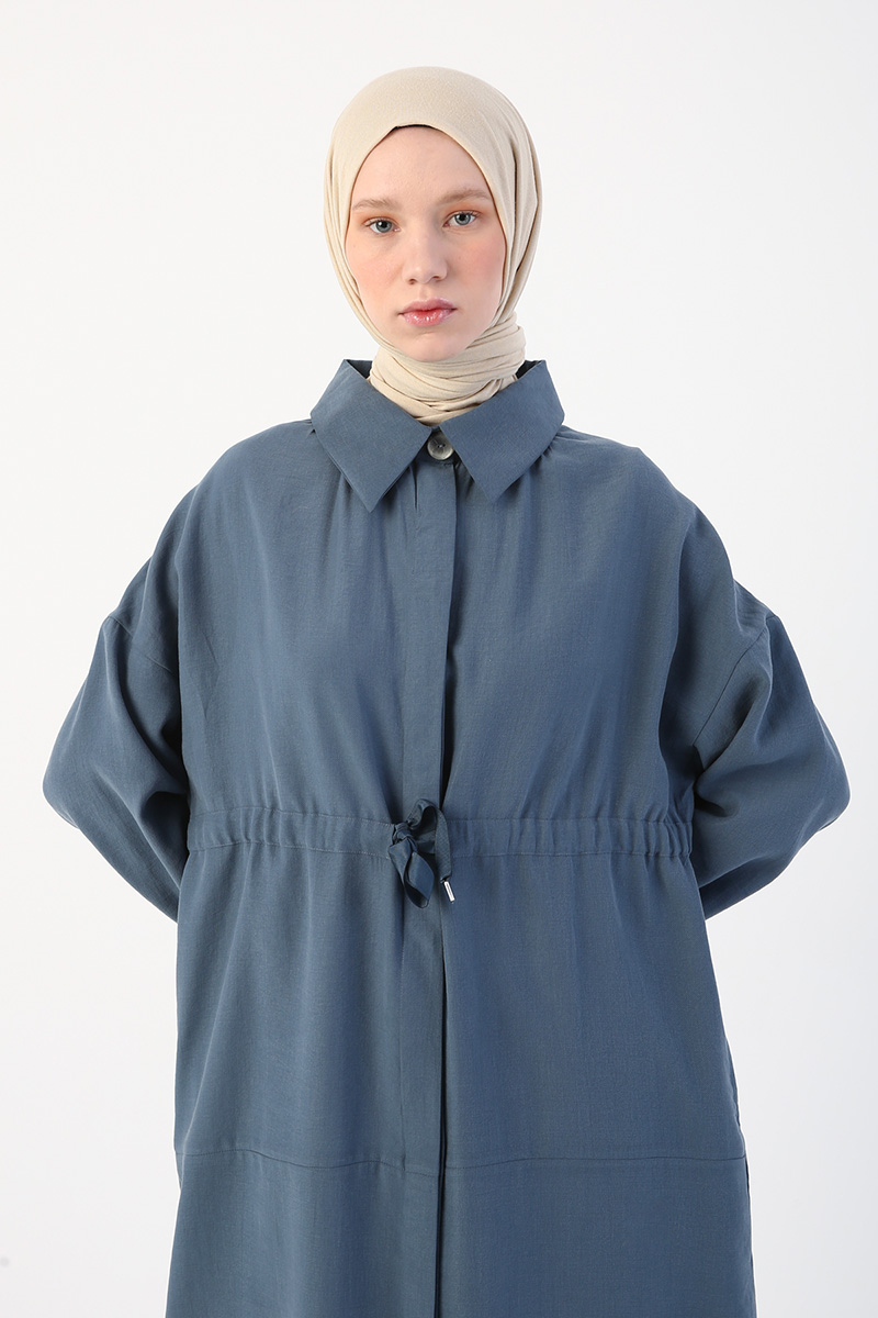 Shirt Collar Button Front Tencel Abaya