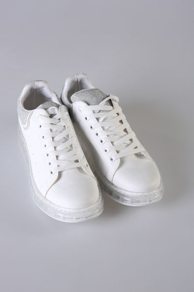 Silver Silvery Transparent Sole Sport Shoes
