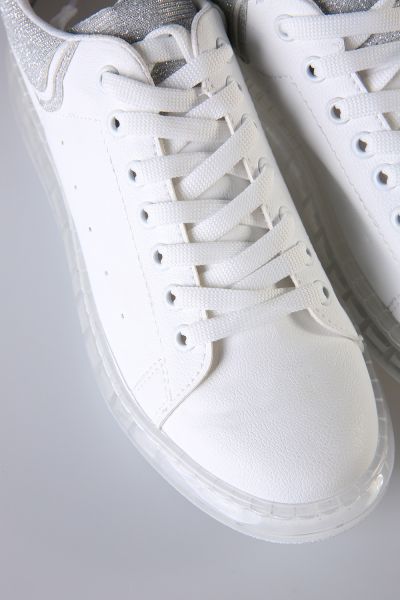 Silver Silvery Transparent Sole Sport Shoes