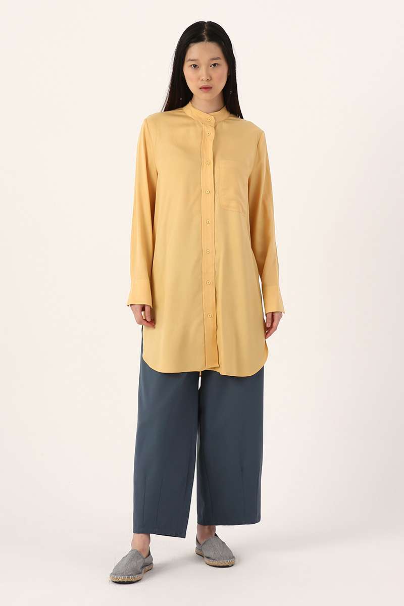 Mandarin Collar Pocket Viscon Shirt Tunic
