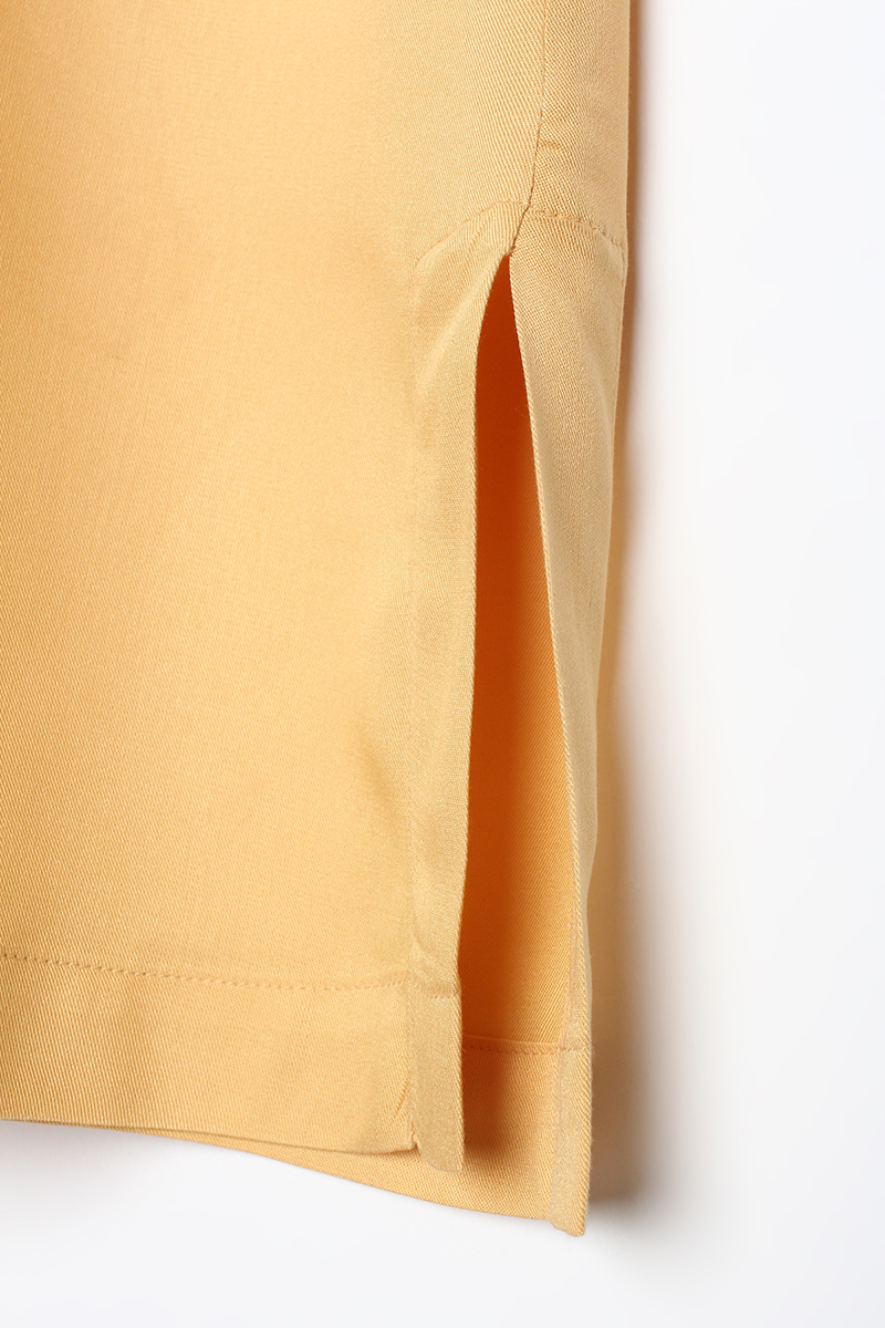 Mandarin Collar Slit Viscose Shirt Tunic