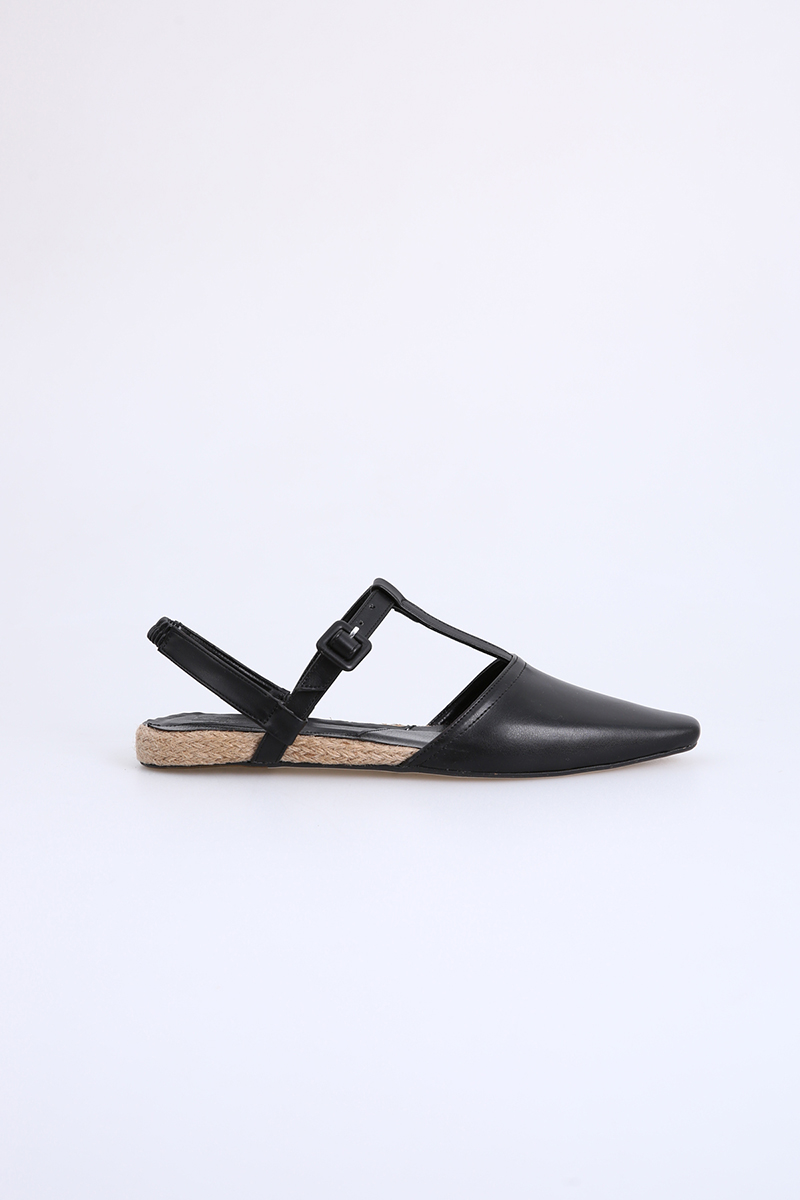 Square Toe Ankle Strap Flat Shoes
