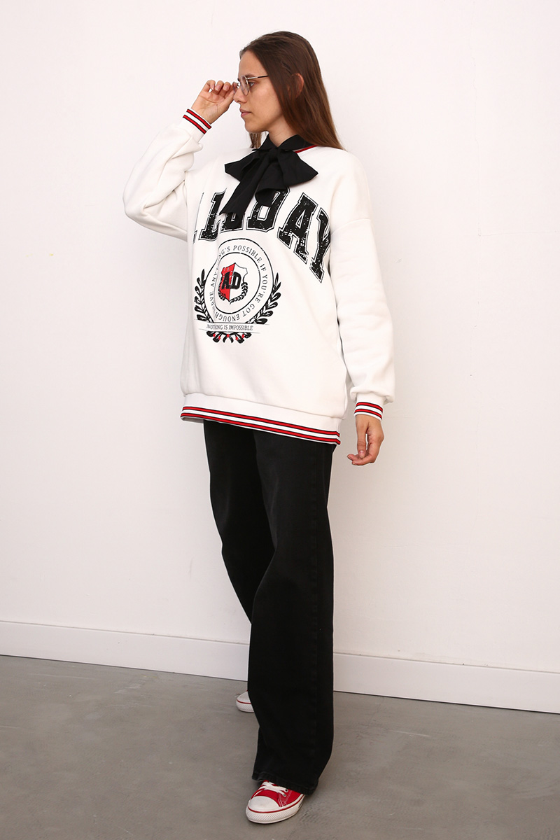 Oversize Thermal Lined Comfy Printed Sweatshirt