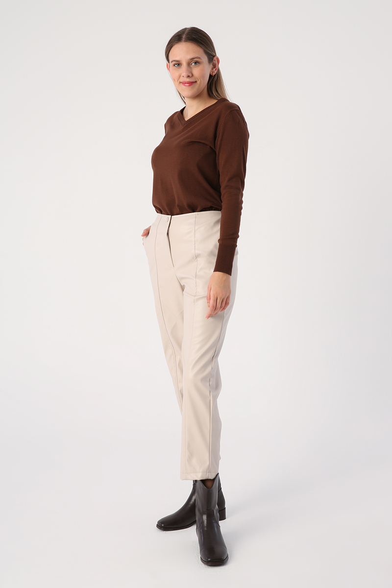 Grass Stitched Leather Trousers