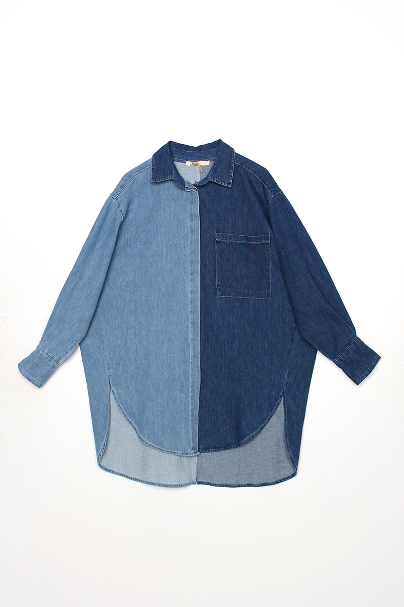 Color Block Jean Shirt Tunic