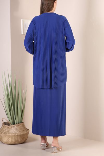 Pleated Hijab Suit With Skirt