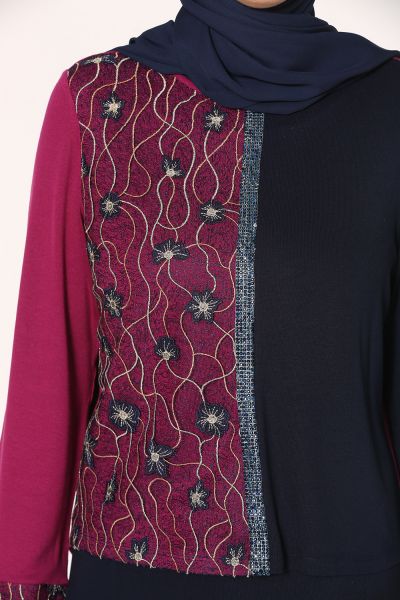 GÜZEY İkili Takım Desenli Triko Elbise