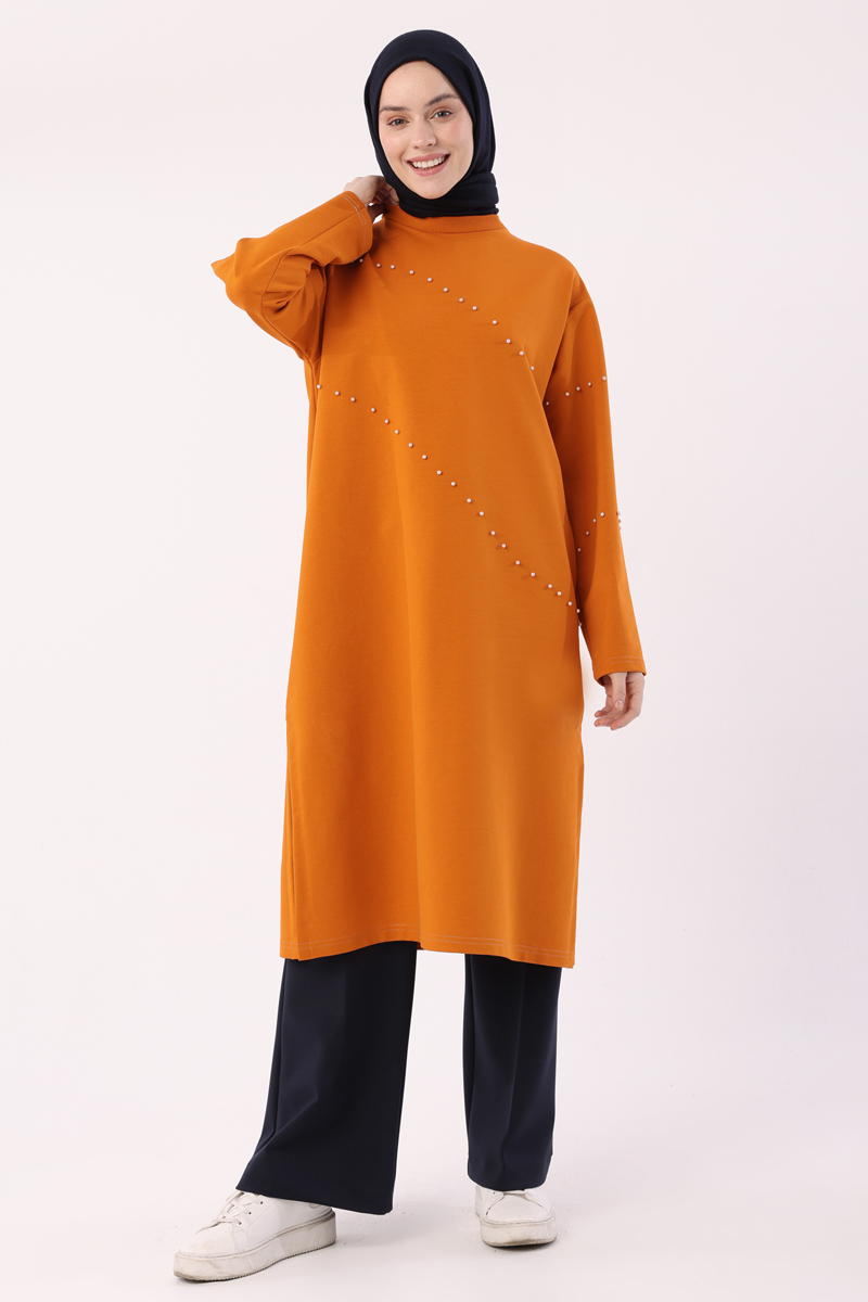 Long Sweat Tunic With Pearls