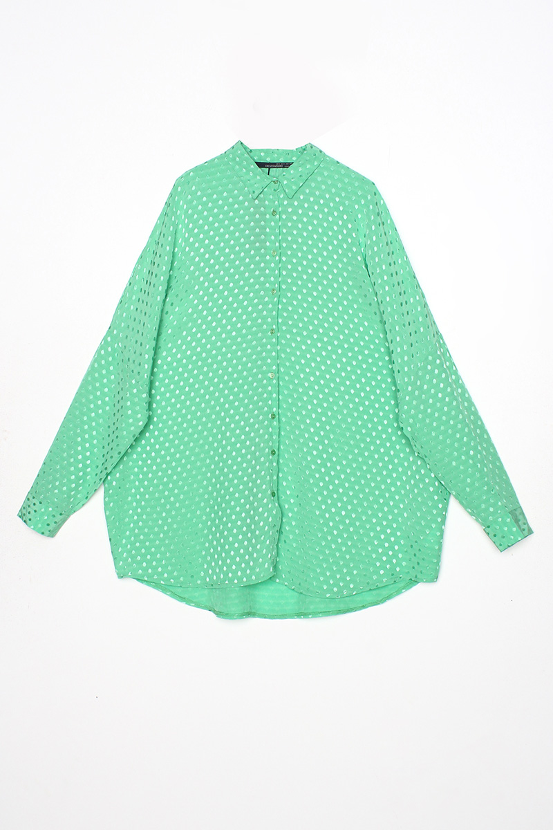 Jacquard Polka-Dotted Printed Sateen Shirt Tunic