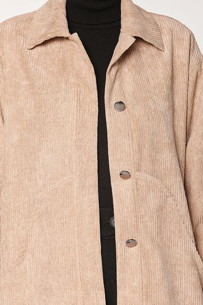 Buttoned Pocket Velvet Jacket