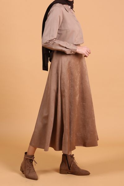Suede Flared Skirt