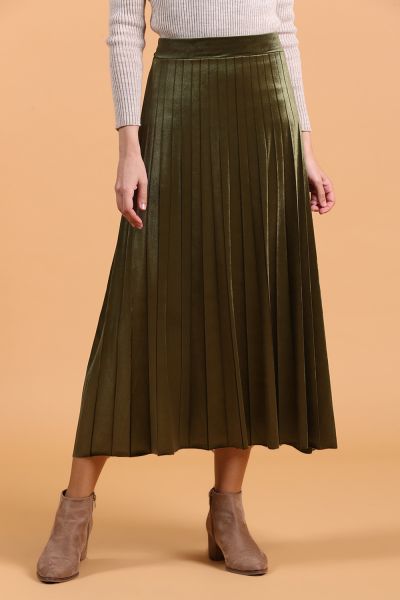 Velvet Pleated Skirt