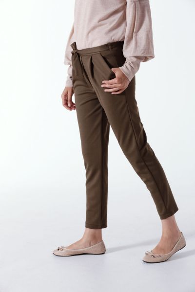 Self Belted Boot Cut Pants