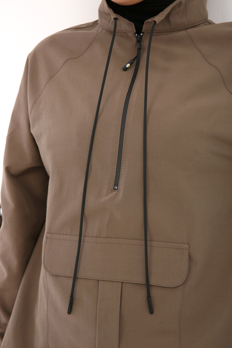 Raglan Sleeve Tunic With Pocket