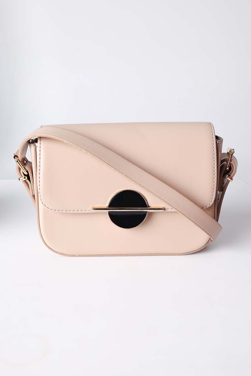 Single Compartment Faux Leather Bag With Flap