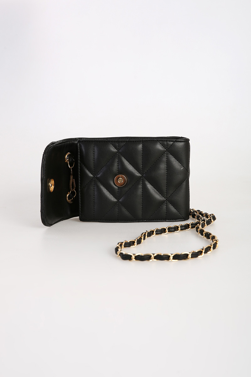 Quilted Chain Flap Shoulder Bag
