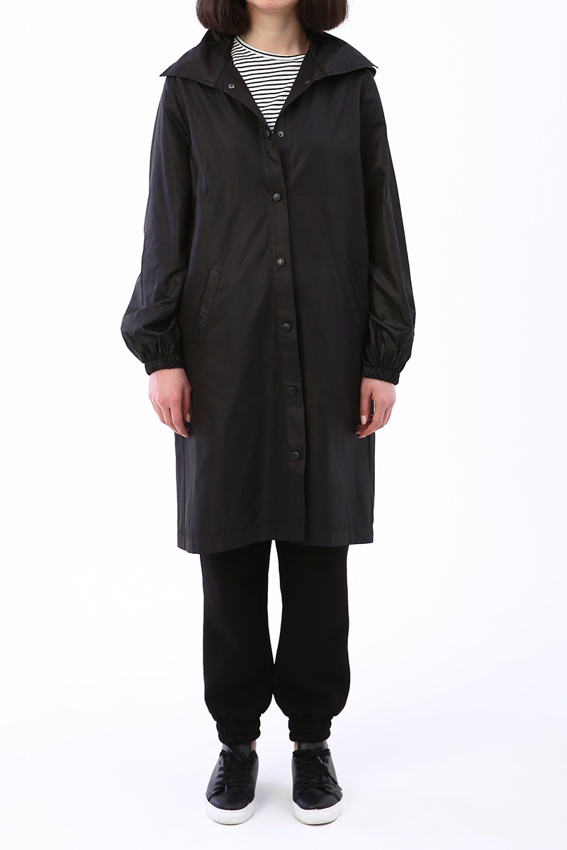 Button Front Hooded Raincoat